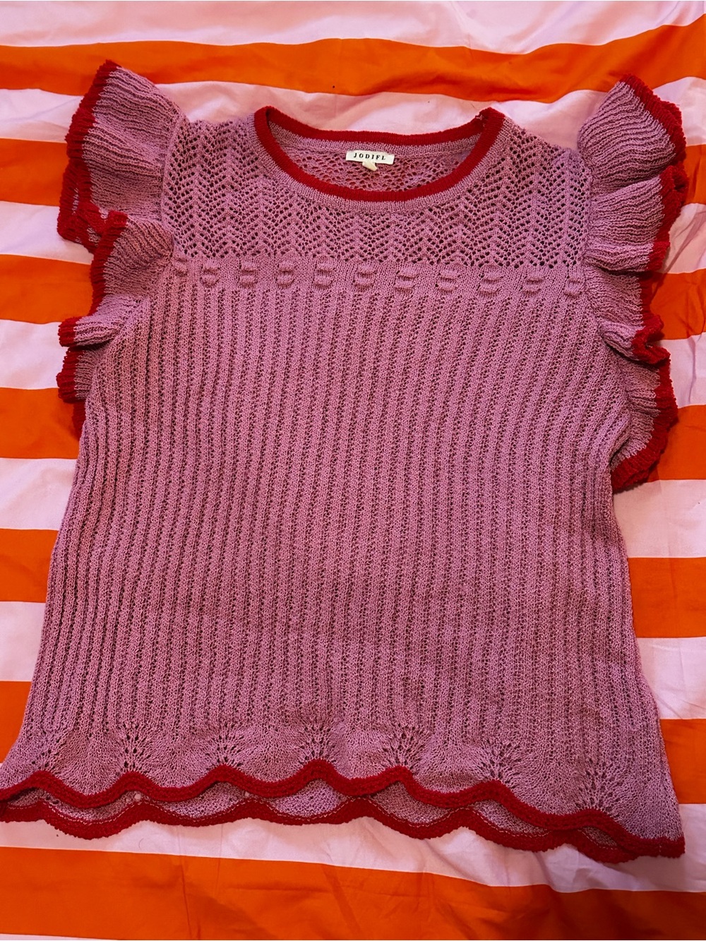 Pink & Red Detail Ruffle Knit - Picture 2 of 5